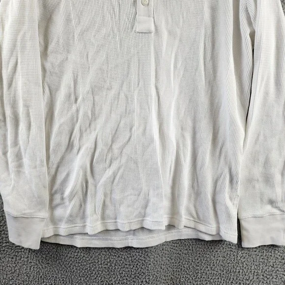 rag & bone Waffle Knit Henley Top Men's XL White Solid Long Sleeve Pullover - Picture 3 of 15